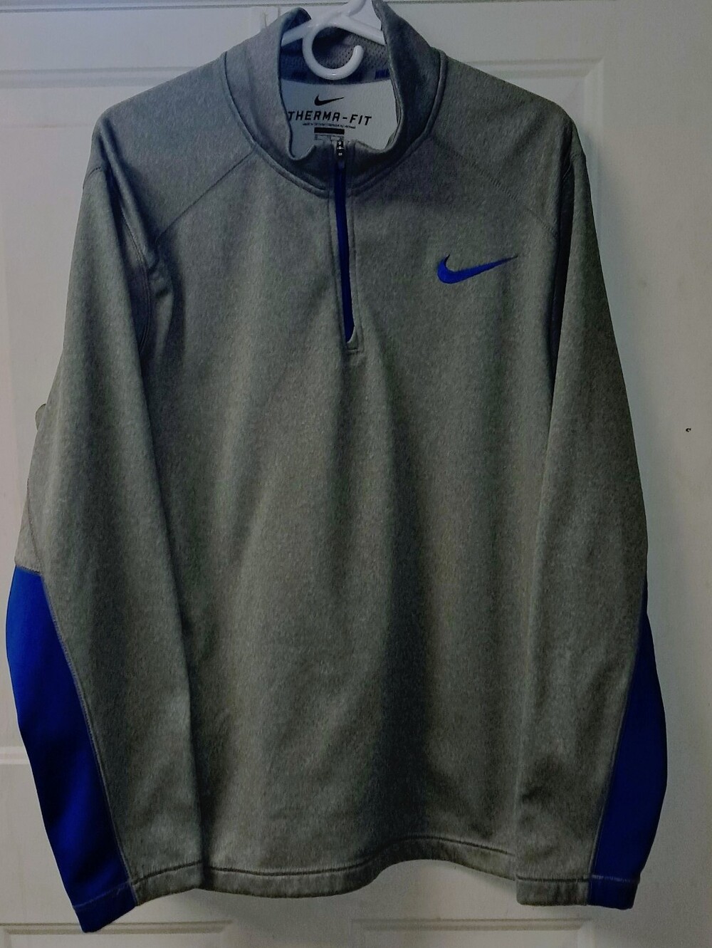 Nike Therma-Fit 1/4 Zip Mens XL Pullover Sweatshirt. Blue & Gray